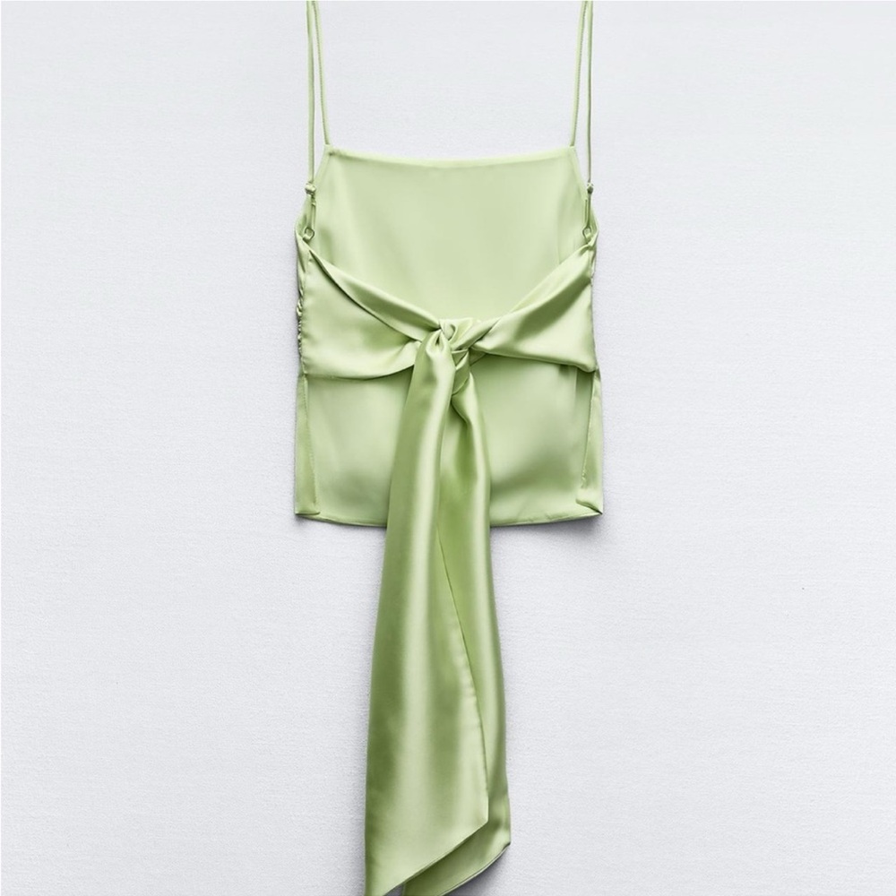 NWT Zara Satin Effect Top with Back Bow - Picture 3 of 9